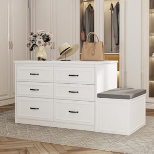 FUFU&GAGA Beige Wooden Grain 12 Drawers 69.1 in. Width x 15.9 in