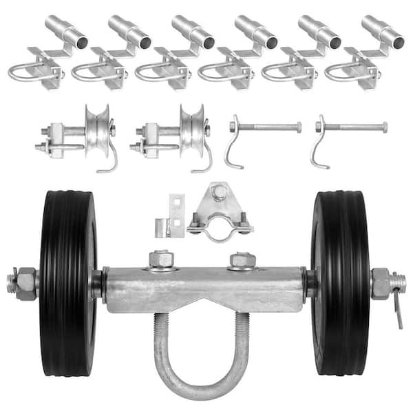 1-Piece 6 x 12.01 in. Galvanized Black Steel Sliding Gate Roller Kit for Fence Doors, 600 lbs. Guide for Tracks/Frames