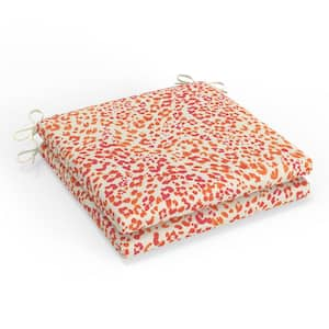 Abstract 20 in W x 3 in H Square Outdoor Chair Pad Cushion with Ties 2-Count in Sunny Spot Papaya