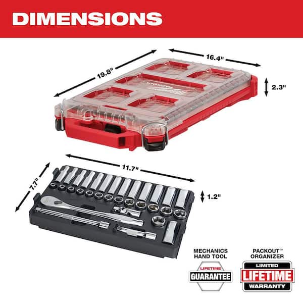 Milwaukee - 3/8 in. Drive Metric Ratchet and Socket Mechanics Tool Set with PACKOUT Case (32-Piece)