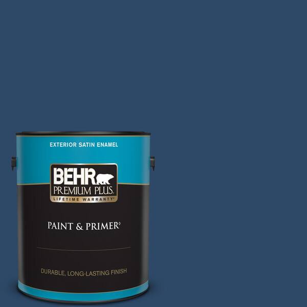 BEHR PREMIUM PLUS 1 gal. #PPF-57 Lake View Satin Enamel Exterior Paint & Primer