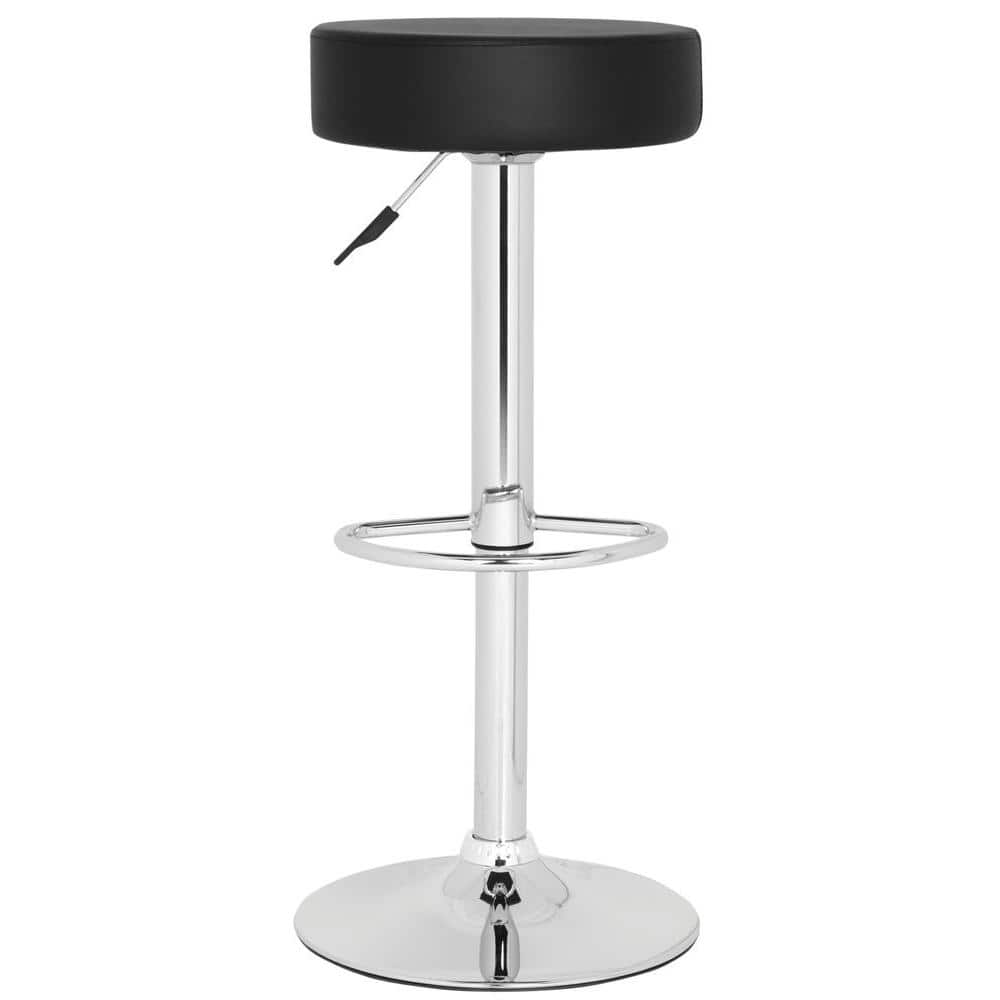 Adjustable Black Metal Swivel Backless Bar Stool