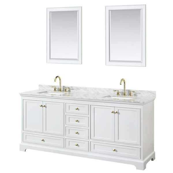 Wyndham Collection Deborah 80-in White Bathroom Vanity Cabinet (Mirror Included) Wyndham Collection Deborah 80-in White Bathroom Vanity Cabinet (Mirror Included)