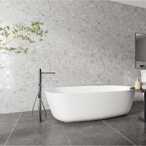 Ambience Terrazzo Silver Semi-gloss 24 " x 24 " x 10mm Porcelain Floor and Wall Tile - Pallet (15 PCS/60 .sq.ft.) Pallet