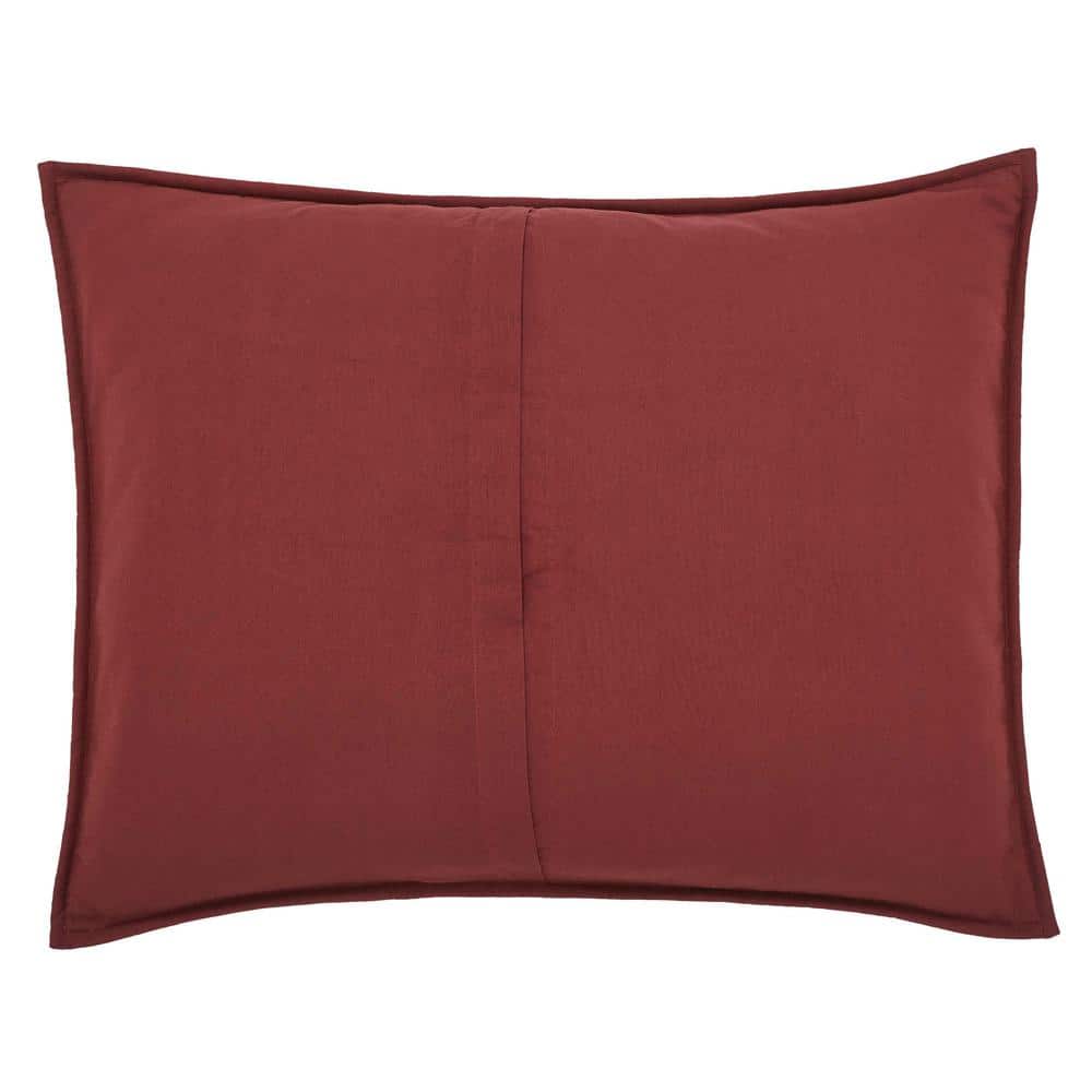 Connell Burgundy and Khaki Cotton Quilted Standard Sham