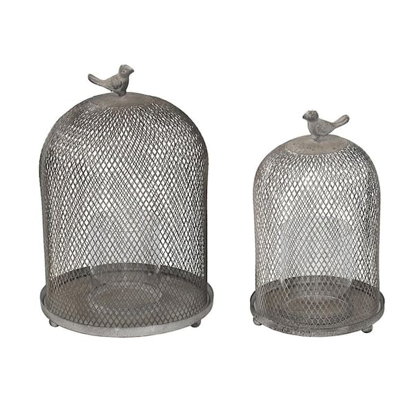 CONGE IMPORT LLC Iron Metal Candle Tray 2-Pack, Antique Gray Mesh Retro chic Sturdy durable Versatile Delicate texture Not easy to break
