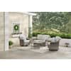 Hampton Bay Brooke Mill Brown 4-Piece Wicker Patio Conversation Set with CushionGuard Putty Tan Cushions 505.105I.000