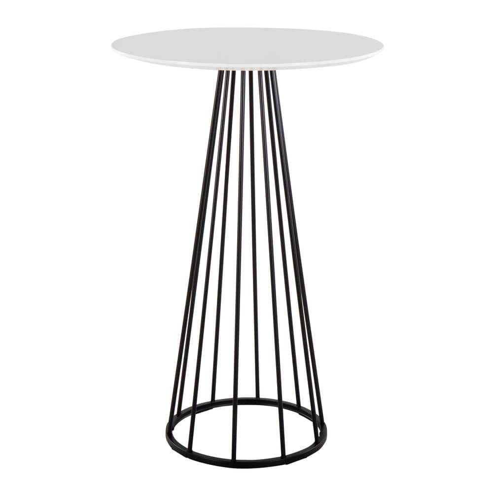 Lumisource Canary 42 in. White Wood and Black Metal Bar Table T40