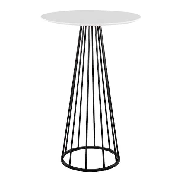 Lumisource Canary 42 in. White Wood and Black Metal Bar Table T40