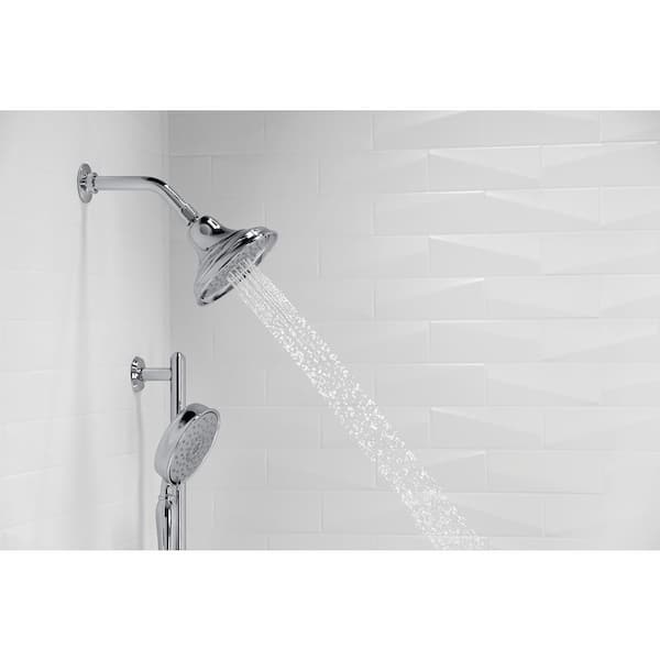 Bancroft 3-Spray Patterns 6 in. Wall Mount Fixed Shower Head in Vibrant Brushed Nickel