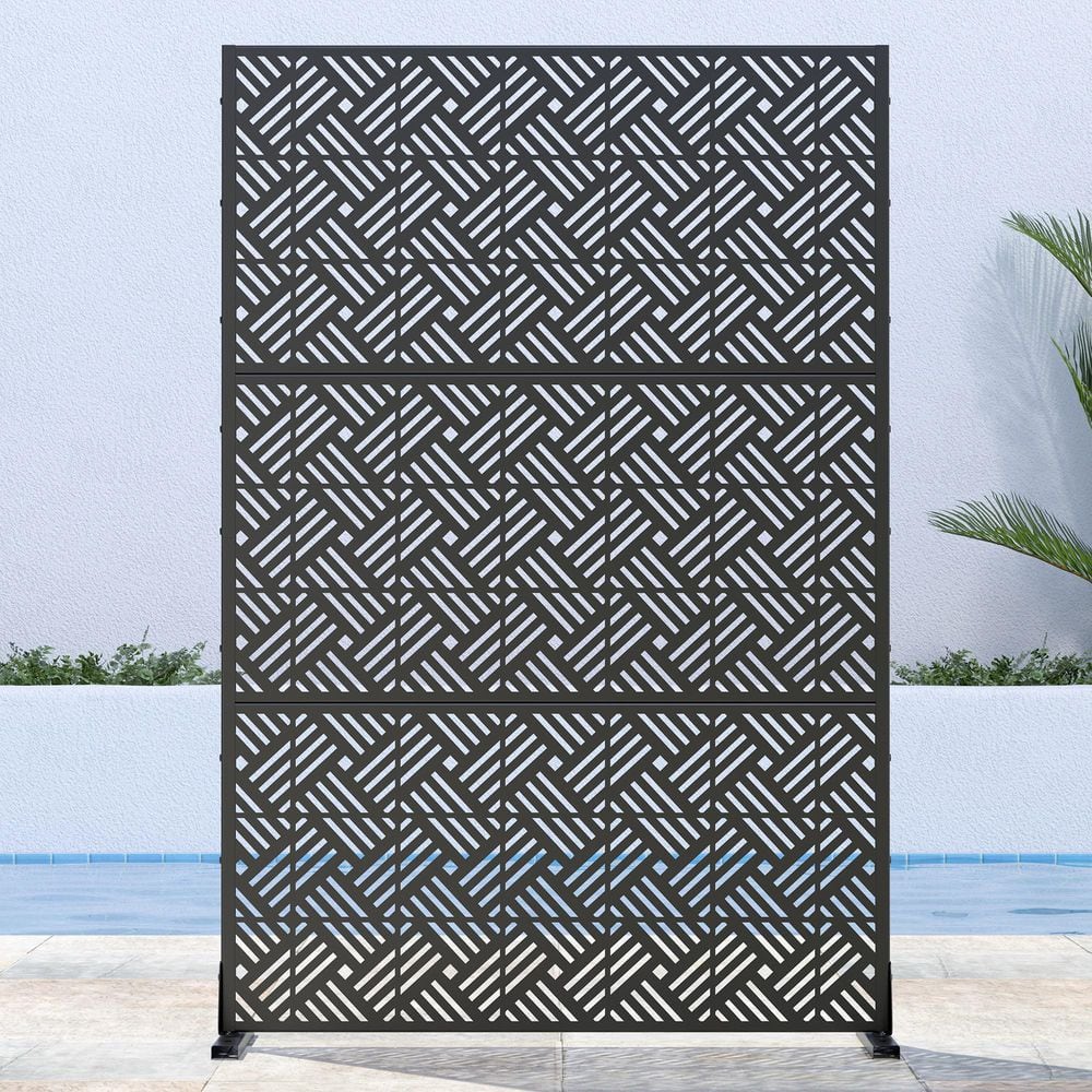 47 in. W x 71 in. H Black Rectangle Galvanized Sheet Outdoor Private Screen Decorative Art Panel price history on PriceWatchPro