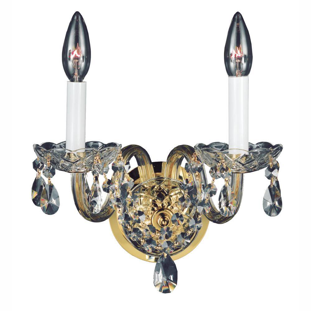 Filmore 2 Light Clear Crystal Gold Sconce 