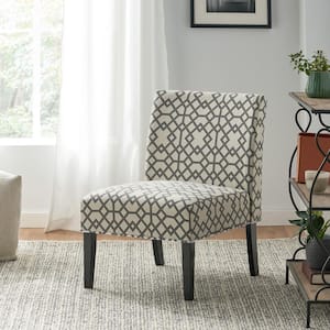 Kassi Grey Geometric Patterned Fabric Accent Chair