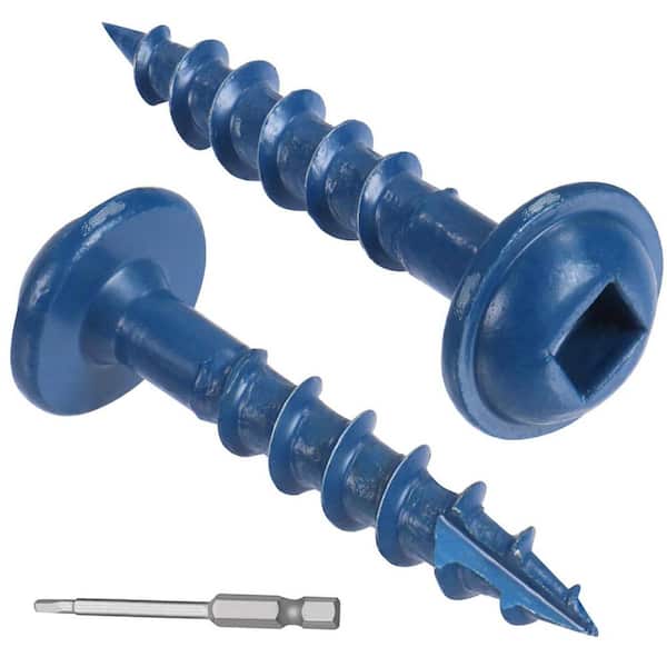 Blue Coated Alloy Steel Pocket Hole Screws Coarse Thread Square Drive Self-Tapping Tip (160-Pack)