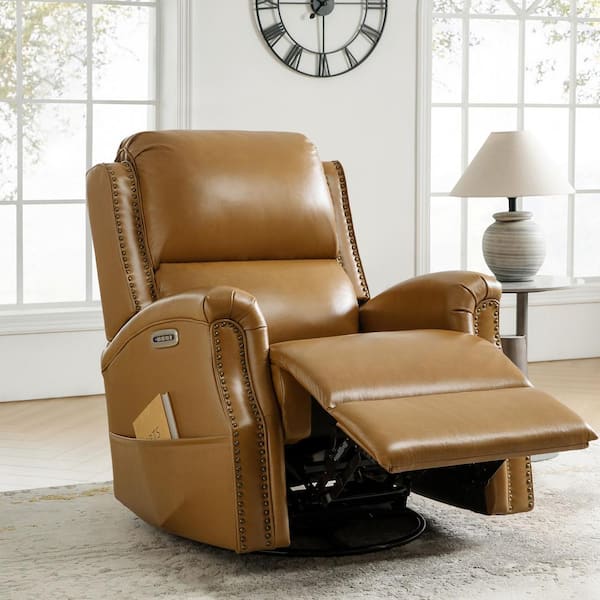 JAYDEN CREATION Joachim Camel 34.5 in. Traditional Genuine Leather