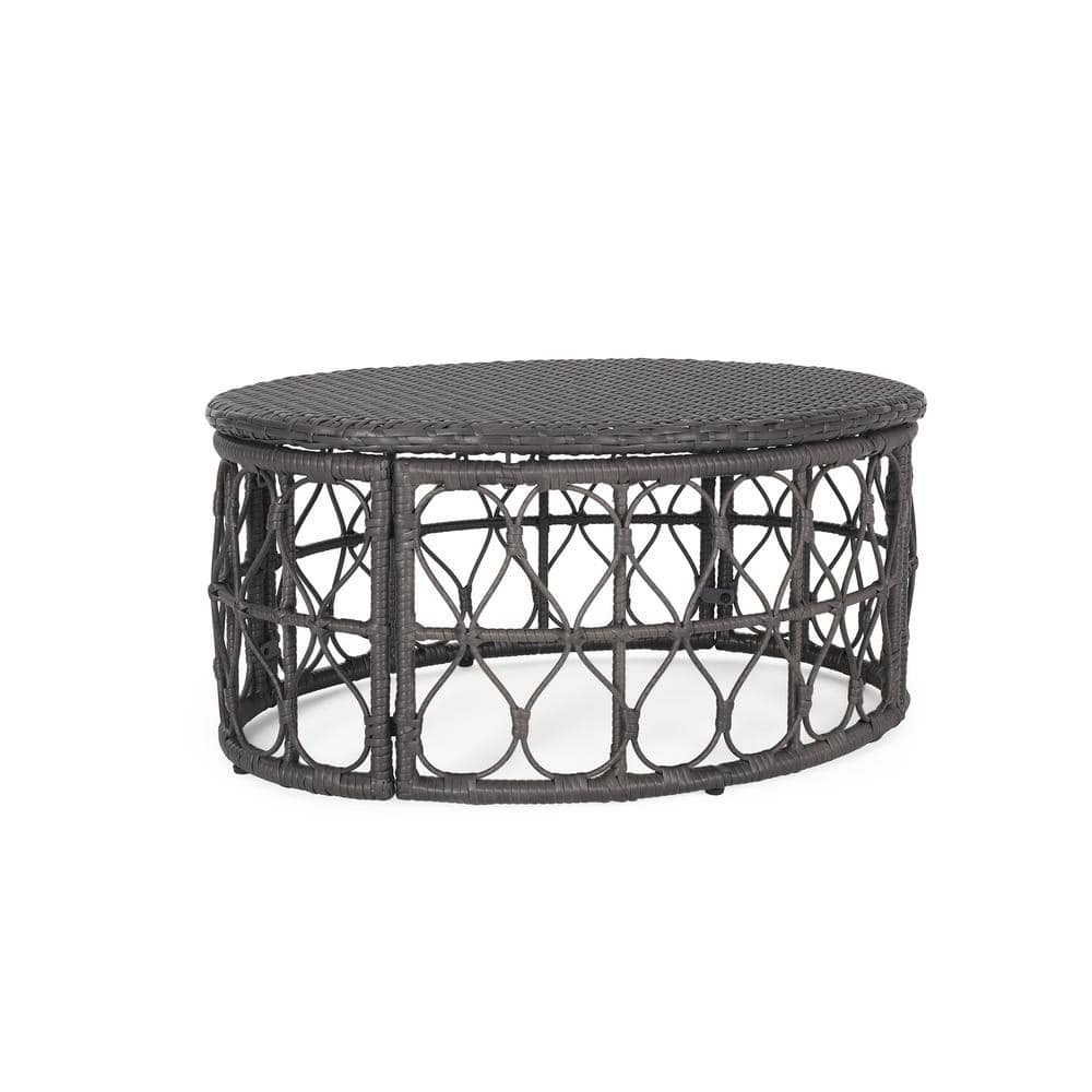 Noble House Montserrat Light Brown Wicker Outdoor Coffee Table 108908 The Home Depot