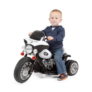 3-Wheel Battery Powered Ride on Toy Motorcycle Police Chopper in Black