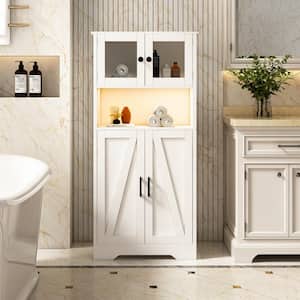 23.62 in. W x 11.81 in. D x 50.39 in. H White Bathroom Linen Cabinet Floor Storage Cabinet