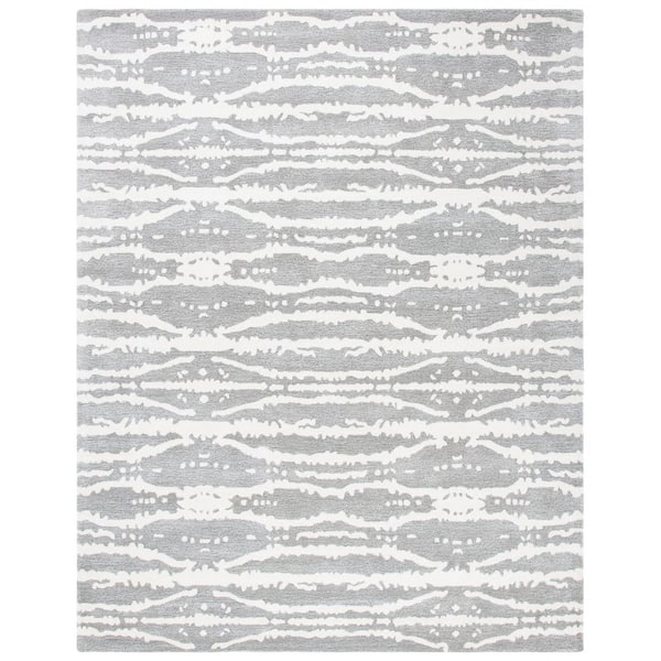 Soho 8 ft. x 11 ft. Gray/Ivory Striped Abstract Area Rug
