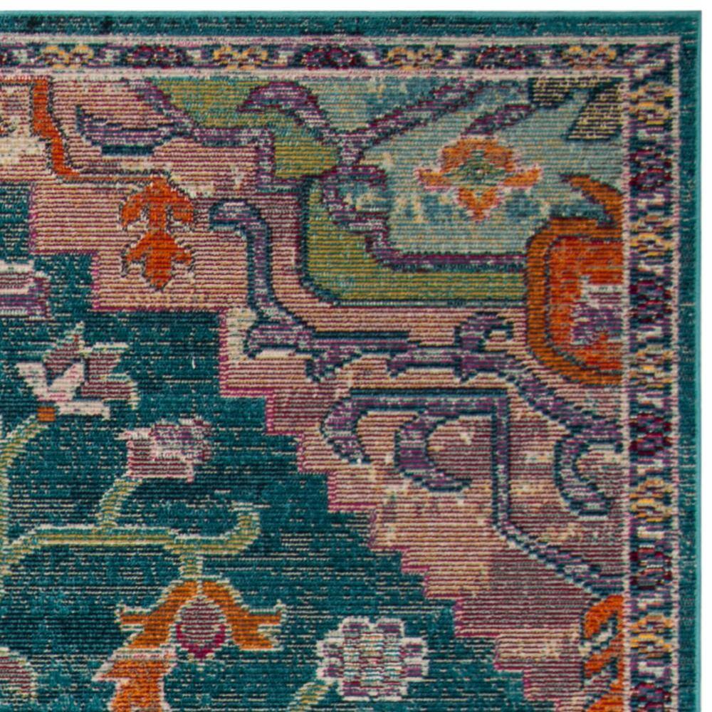 Reversible Teal & Rose Floral Synthetic Area Rug, 8' x 10'