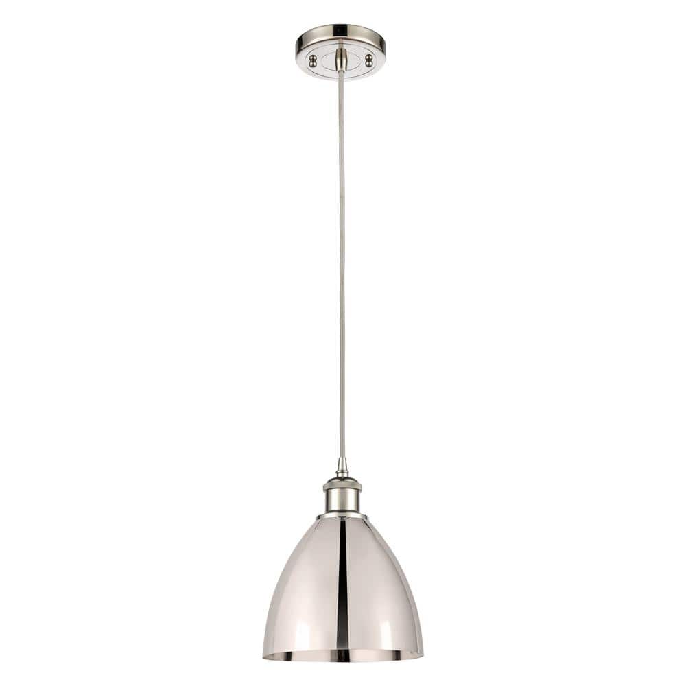 Metal Bristol 60-Watt 1-Light Polished Nickel Standard Mini Pendant Light with Metal Shade price history on PriceWatchPro