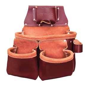 SiteGear 12 in. 3 Pocket Top Grain Leather Nail and Tool Pouch in Brown