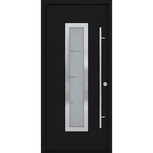 ARGOS 37 in. x 82" Left-Hand/Inswing Frosted Glass BLACK/WHITE Finished Steel Prehung Front Door with Hardware Kit
