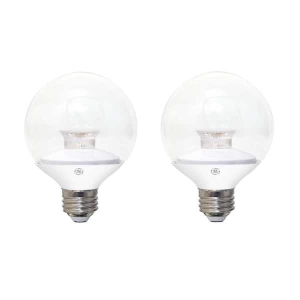 GE 40W Equivalent Soft White (2700K) High Definition G25 Globe Clear Dimmable LED Light Bulb (2-Pack)