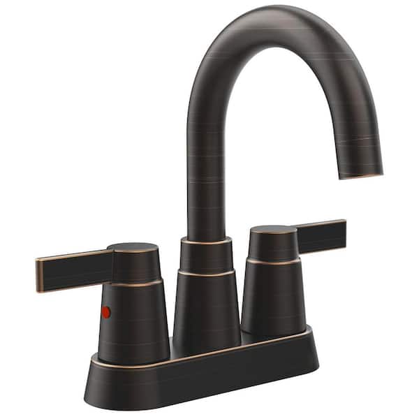 cadeninc 4 in. Centerset 2-Handle 3 Hole 360° High Arc Swivel Spout Bathroom Sink Faucet, Oil-Rubbed Bronze