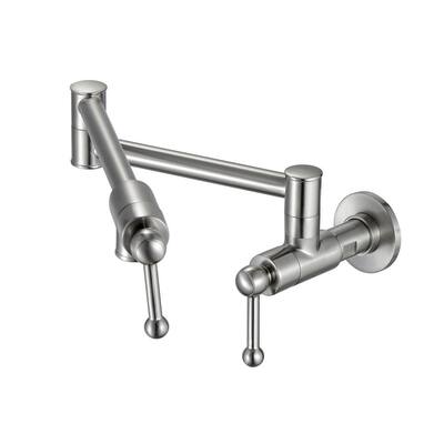 Ancona Le Duo Double Spout Kitchen Faucet with Single Hole Mount Brushed Nickel Finish 