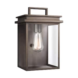 Glenview 1-Light Antique Bronze Outdoor 12 in. Wall Lantern Sconce