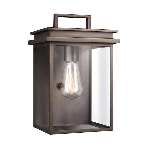 Generation Lighting Glenview 1-Light Antique Bronze Outdoor 12 in. Wall Lantern Sconce