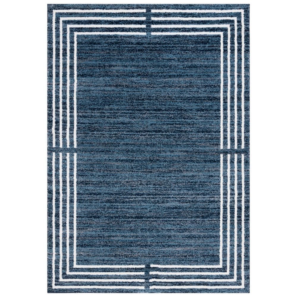 SAFAVIEH Symphony 8 ft. x 10 ft. Navy/Ivory Striped Border Area Rug ...