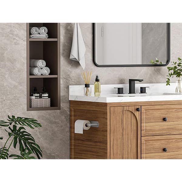 Bathroom Double Post Pivoting Toilet Paper Holder Adhesive or Wall Mounted Options Wall Mounted Stainless Steel