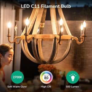 40-Watt Equivalent E12 Dimmable Filament Clear Chandelier LED Light Bulb Soft White 2700K (6 -Pack)