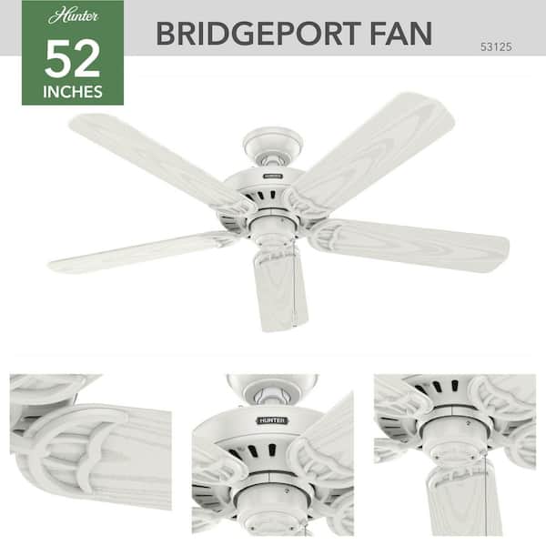 Bridgeport 52 in. Indoor/Outdoor White Damp Rated Ceiling Fan For Patios or Bedrooms