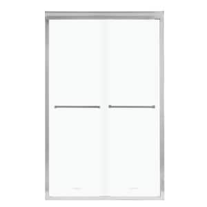 48 in. W x 76 in. H Neo Angle Sliding Semi Frameless Corner Shower Enclosure in Chrome Finish with Clear Glass