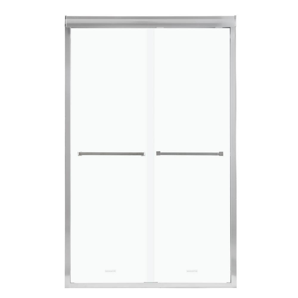 48 in. W x 76 in. H Neo Angle Sliding Semi Frameless Corner Shower Enclosure in Chrome Finish with Clear Glass