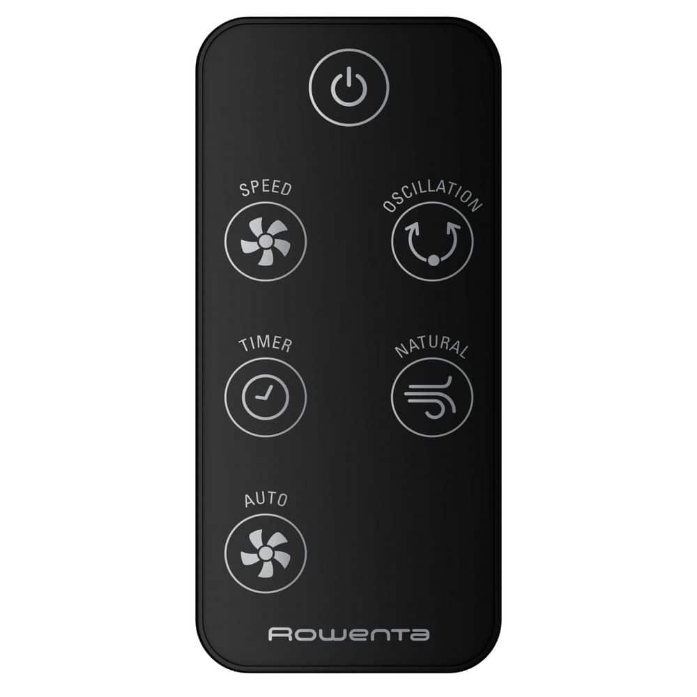 Rowenta Ultra Quiet Oscillating Tower Fan with Remote Control, Black and Wood
