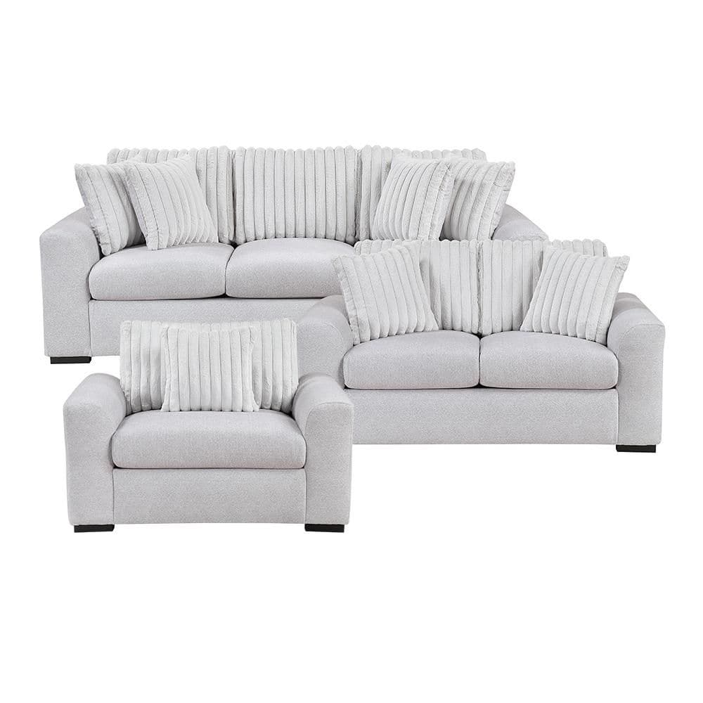 Lazzara Artem 91.5 in. W Round Arm Textured Microfiber and