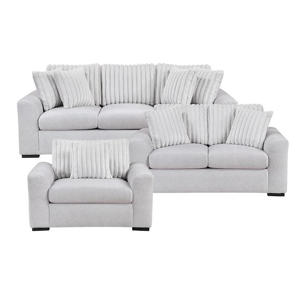 Lazzara Artem 91.5 in. W Round Arm Textured Microfiber and