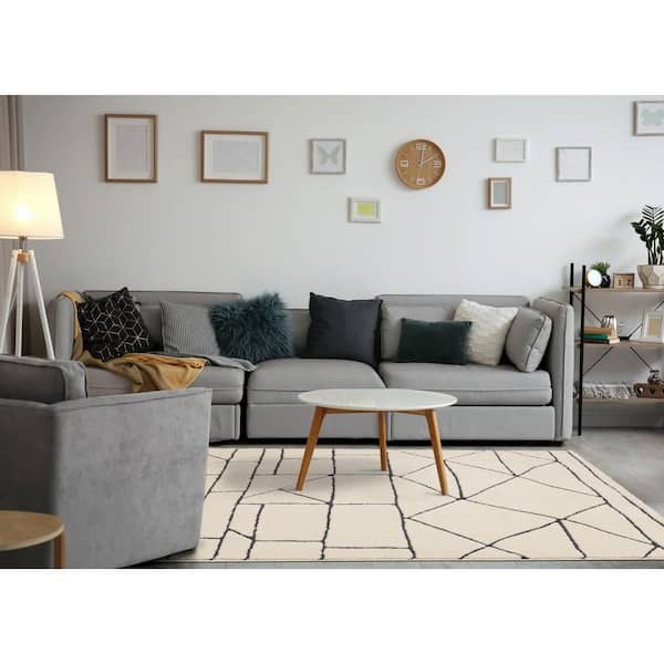 Bauer Collections 7 ft. x 10 ft. Beige Geometric, Trellis Indoor Area Rug