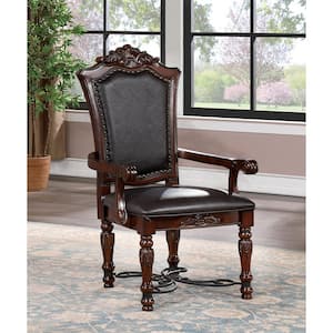 Cabone Brown Cherry and Black Faux Leather Arm Chairs (Set of 2)