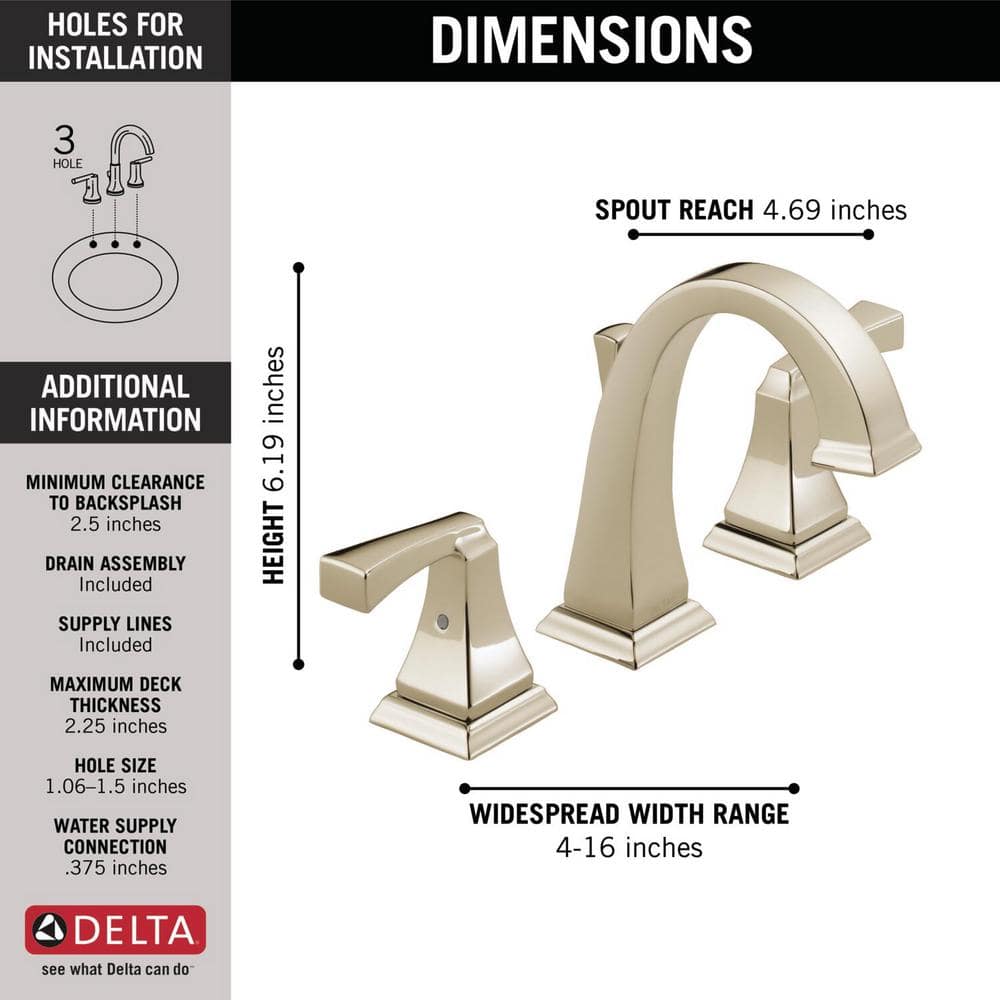 Modern Art Deco Inspired Polished Nickel Widespread Bathroom Faucet