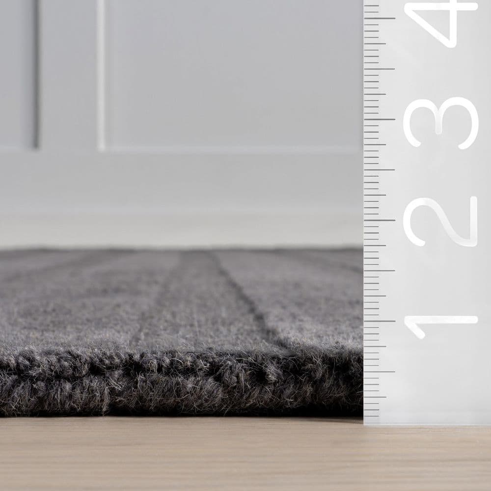 Gray Wool Handmade Striped 8' x 10' Area Rug