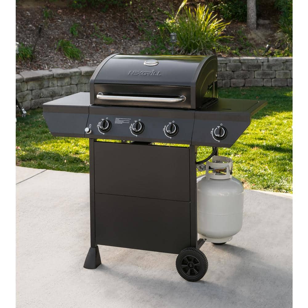 Nexgrill 7200925S 3Burner Propane Gas Grill in Black with Side Burner