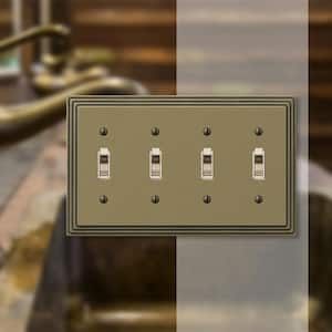 Tiered 4 Gang Toggle Metal Wall Plate - Rustic Brass