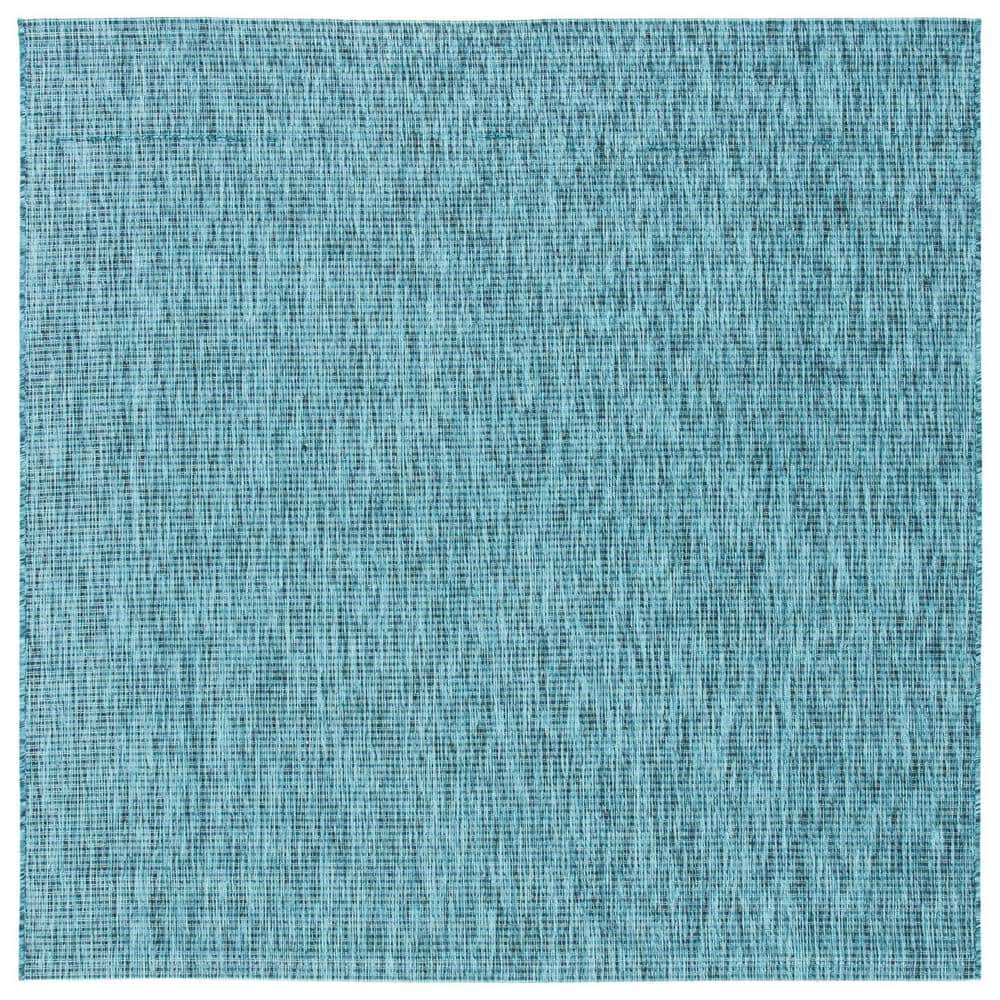 Safavieh Courtyard Collection 6'7" Square Grey/Aqua Indoor/Outdoor Rug