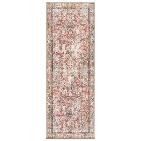 Amber Multi 2 ft. 6 in. x 7 ft. Vintage Boho Medallion Machine Washable Non Slip Runner Rug