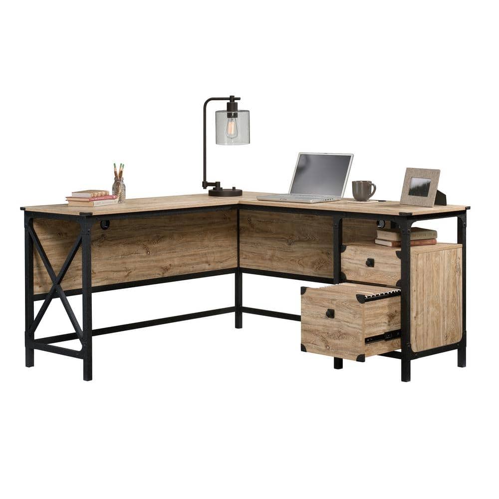 Milled Mesquite L-Shaped Corner Computer Desk with Drawer